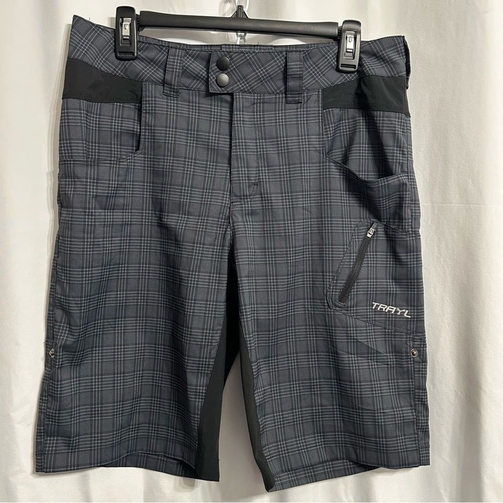 Men’s Trayl Cycling Shorts Size M-      Black Checkered Pattern